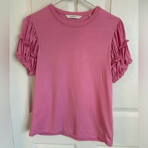 Rebecca Taylor Pink Top with Ruffled Sleeves 100% Pima Cotton Women’s Small